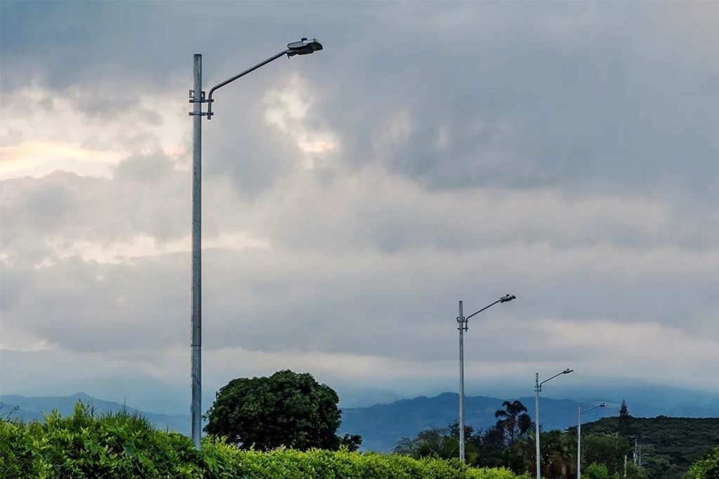 led street light in urban street in COLOMBIA
