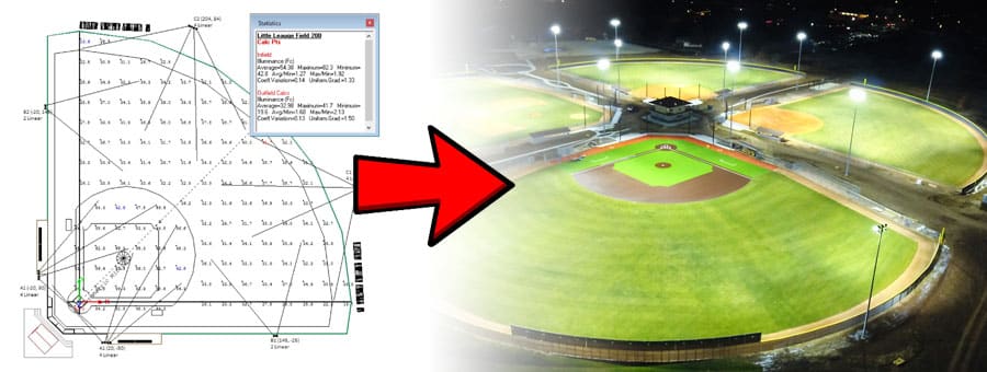 Дизайн освещения бейсбольного поля