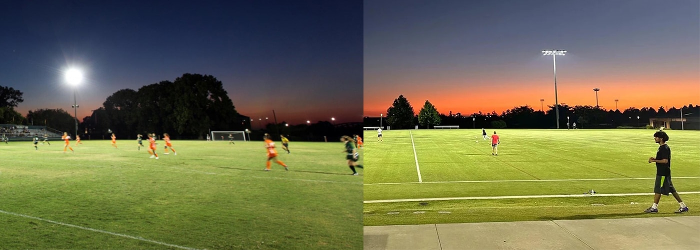 Слишком яркий свет при наружное спортивное освещение на открытом воздухе.