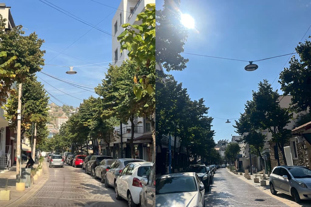 Наружное уличное подвесное освещение на тросе